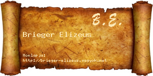 Brieger Elizeus névjegykártya